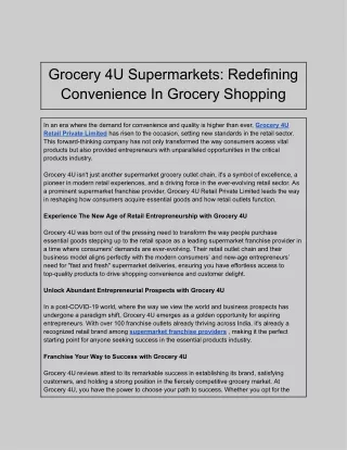 Grocery 4U Supermarkets_ Redefining Convenience In Grocery Shopping