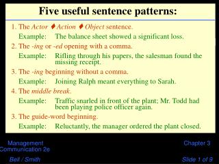 Five useful sentence patterns: