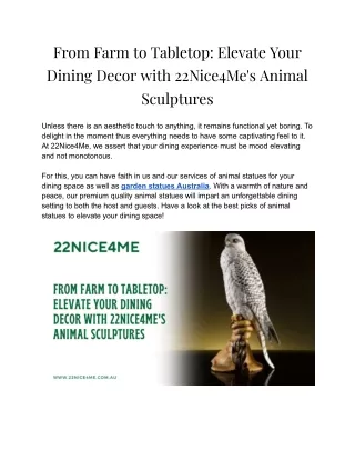 From Farm to Tabletop_ Elevate Your Dining Decor with 22Nice4Me's Animal Sculptures