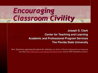 Encouraging Classroom Civility