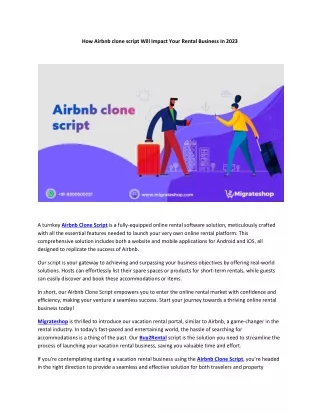 How Airbnb Clone Script Will Impact Your Rental Business In 2023
