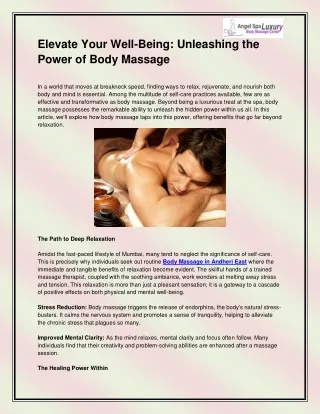 Body Massage in Andheri East