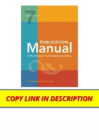 Ebook download Publication Manual OFFICIAL 7th Edition of the American Psycholog