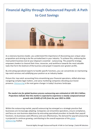 Financial Agility through Outsourced Payroll: A Path to Cost Savings