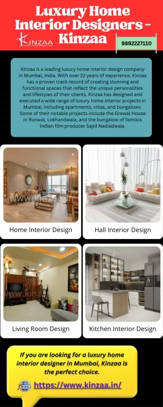 Luxury Home Interior Designers in Mumbai - Kinzaa