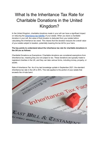 What Is the Inheritance Tax Rate for Charitable Donations in the United Kingdom