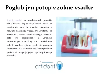 Poglobljen potop v zobne vsadke