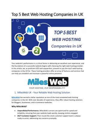 Top 5 Best Web Hosting Companies in UK