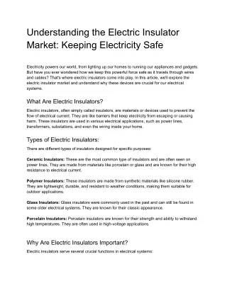 Understanding the Electric Insulator Market_ Keeping Electricity Safe