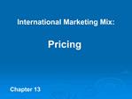 International Marketing Mix: Pricing