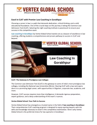 Excel in CLAT with Premier Law Coaching in Gorakhpur