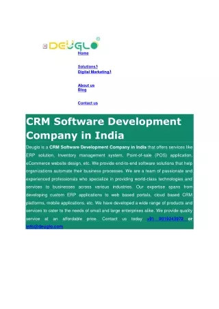 CRM Software Development Company in India _ Deuglo