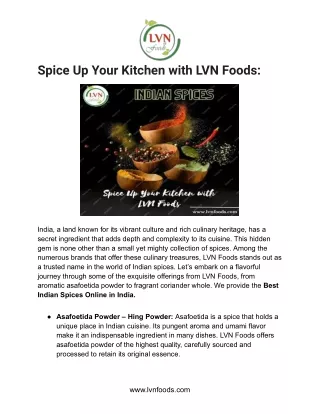 Spice Up Your Kitchen with LVN Foods_