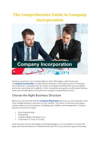 The Comprehensive Guide to Company Incorporation