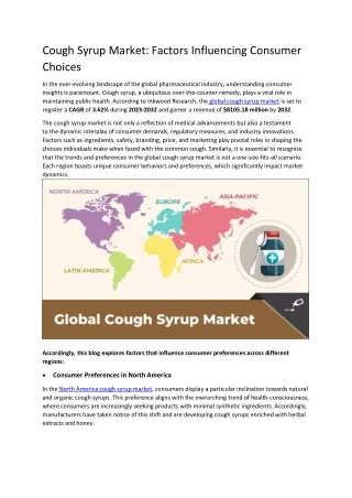 Cough Syrup Market: Factors Influencing Consumer Choices