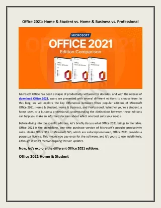 Office 2021: Home & Student vs. Home & Business vs. Professional