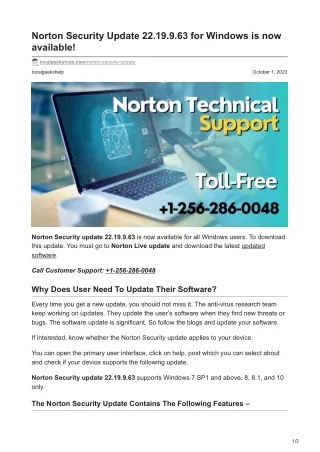 Norton Security Update 2219963 for Windows is now available