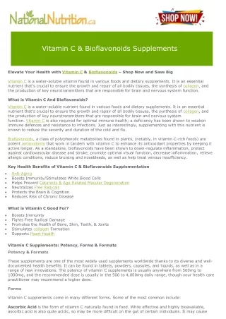 Vitamin C & Bioflavonoids Supplements