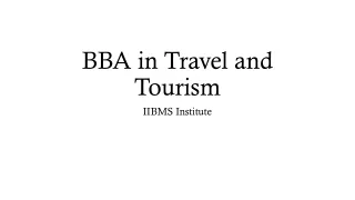 BBA in Travel and Tourism