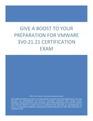 Give a Boost to Your Preparation for VMware 3V0-21.21 Certification Exam