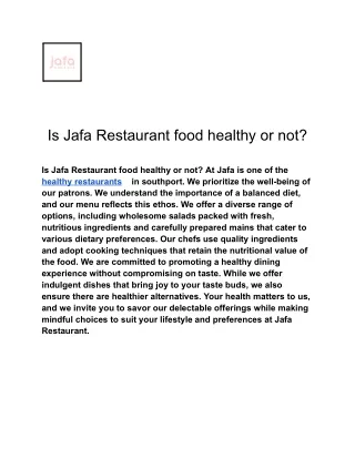 Is Jafa Restaurant food healthy or not