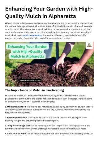 Enhancing Your Garden with High-Quality Mulch in Alpharetta