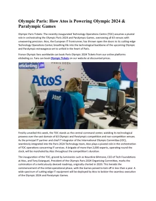 Olympic Paris How Atos is Powering Olympic 2024 & Paralympic Games