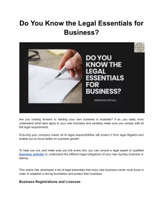 Do You Know the Legal Essentials for Business?