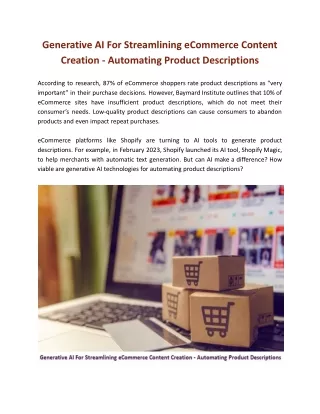 Generative AI For Streamlining eCommerce Content Creation