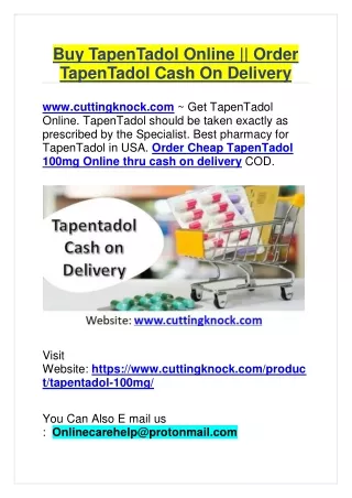 Buy TapenTadol Online || Order TapenTadol Cash On Delivery