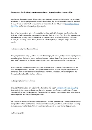 Elevate Your ServiceNow Experience with Expert ServiceNow Process Consulting 