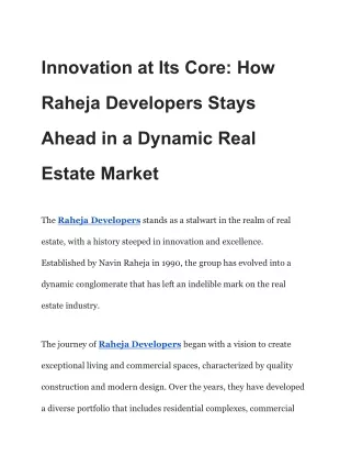 Innovation at Its Core_ How Raheja Developers Stays Ahead in a Dynamic Real Estate Market