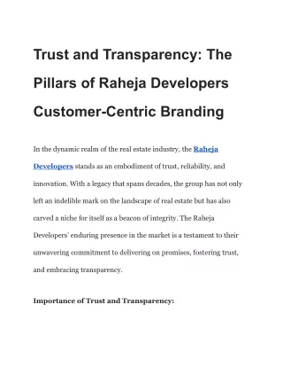 Trust and Transparency_ The Pillars of Raheja Developers Customer-Centric Branding