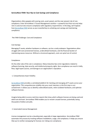ServiceNow ITAM: Your Key to Cost Savings and Compliance