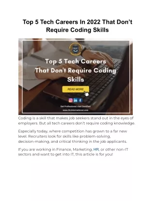 Top 5 Tech Careers In 2022 That Don’t Require Coding Skills