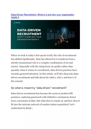 Data-Driven Recruitment: What is it and why your organization needs it