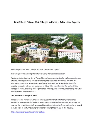 BBA Colleges in Patna  - Admission  Experts