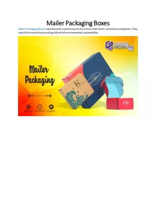 Mailer Packaging Boxes