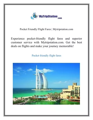 Pocket Friendly Flight Fares  Mytripstation