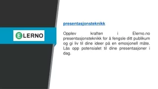 Presentasjonsteknikk | Elerno.no