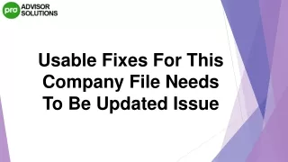 Best Way To Deal With This Company File Needs To Be Updated