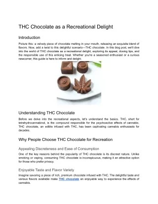 THC Chocolate as a Recreational Delight