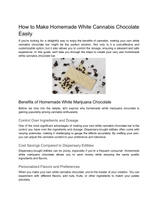 How to Make Homemade White Cannabis Chocolate Easily