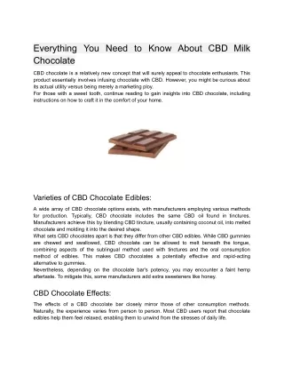 Everything You Need to Know About CBD Milk Chocolate