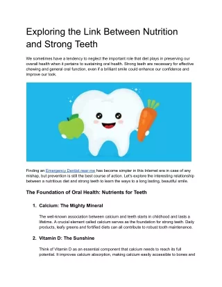 Exploring the Link Between Nutrition and Strong Teeth