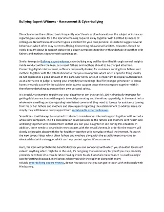 Bullying Expert Witness - Harassment & Cyberbullying