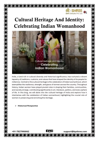 Cultural Heritage And Identity: Celebrating Indian Womanhood