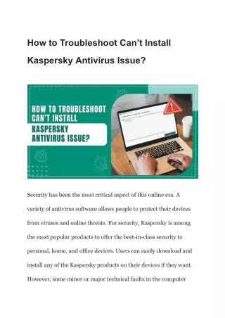 How to Troubleshoot Can’t Install Kaspersky Antivirus Issue