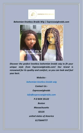 Bohemian Knotless Braids Wig  Expresswigbraids