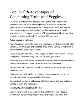 Top Health Advantages of Consuming Fruits and Veggies fresh fruits and veg